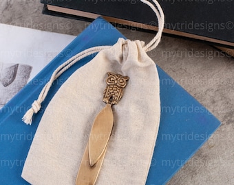 Marcapáginas de latón con forma de búho para amantes de los búhos y de los libros / Marcapáginas con intrincado tallado de búho / Pequeño regalo para estudiantes y profesores
