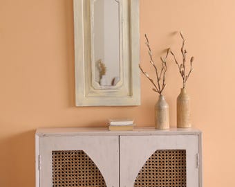 Wall Mirror with Reclaimed Wood Rectangular Beige Colour 'Zia' / Rustic Mirror Distressed Finish / Feature Wall Rustic Decor
