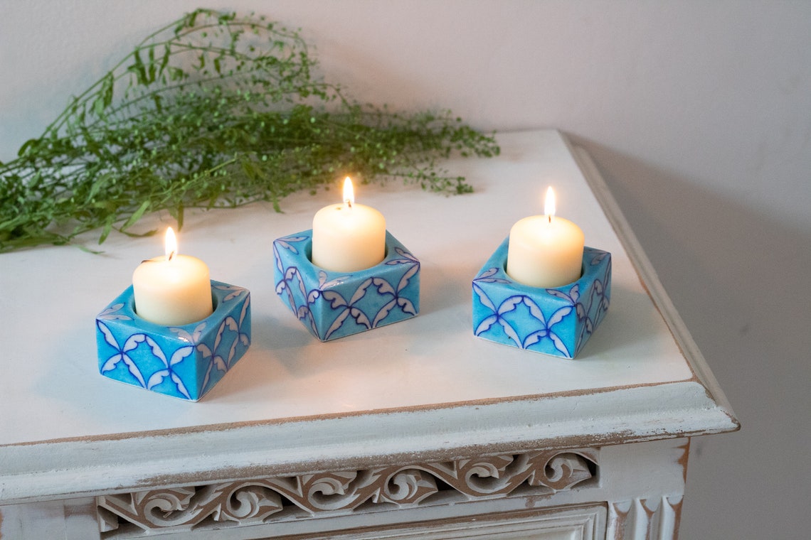 Tea Light Holders Set of 3 Ceramic Candle Holders Light Etsy UK