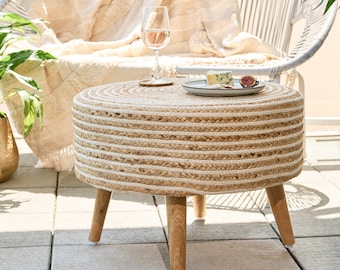 EcoBlend Jute Footstool / Sustainable Jute Footstool / Eco-Friendly Jute Ottoman / Natural Fiber Footstool / EcoBlend Sustainable Ottoman