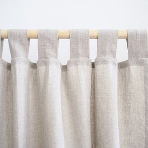 NATURAL linen draperies Tab top/Tie top /Rod pocket drapes bathroom, kitchen & bedroom draperynatural linen/cozy design/linen curtains image 5