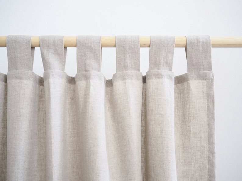 NATURAL linen draperies Tab top/Tie top /Rod pocket drapes bathroom, kitchen & bedroom draperynatural linen/cozy design/linen curtains image 5