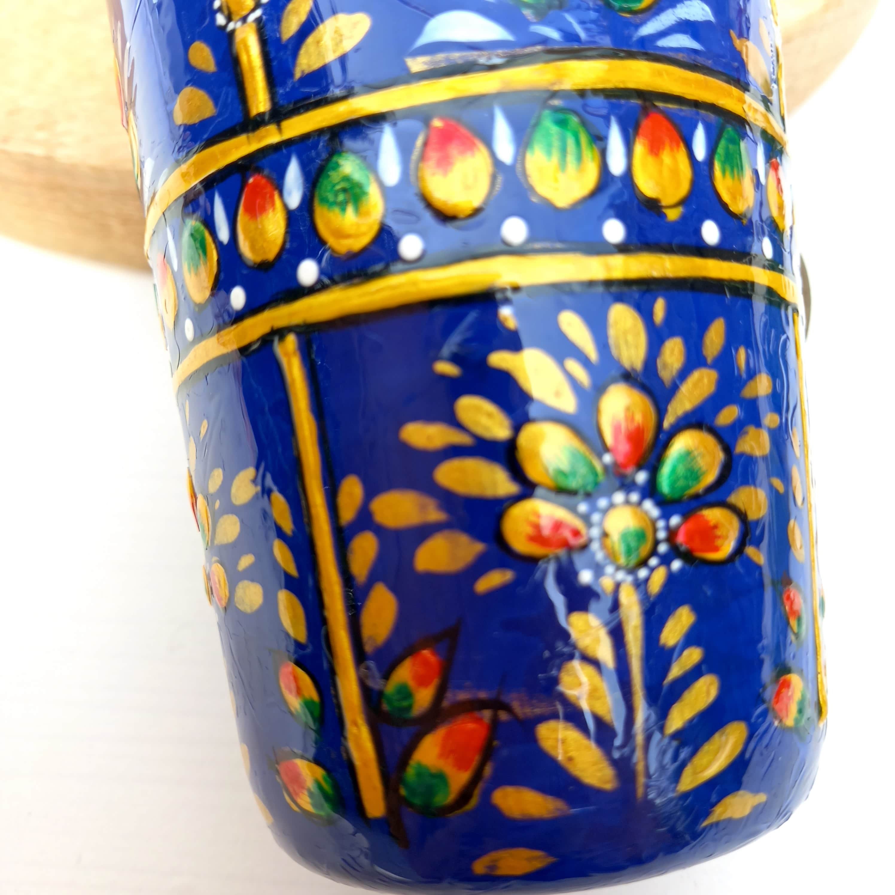 Stainless Steel Cups bhanga / Enamel-coated and Hand-decorated
