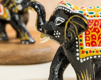 Wooden Elephant Figurines Set of 3  / Decorative Handpainted Indian Colourful Elephants Rajasthani Craft / Elephant Lover Gift/ Diwali Gift