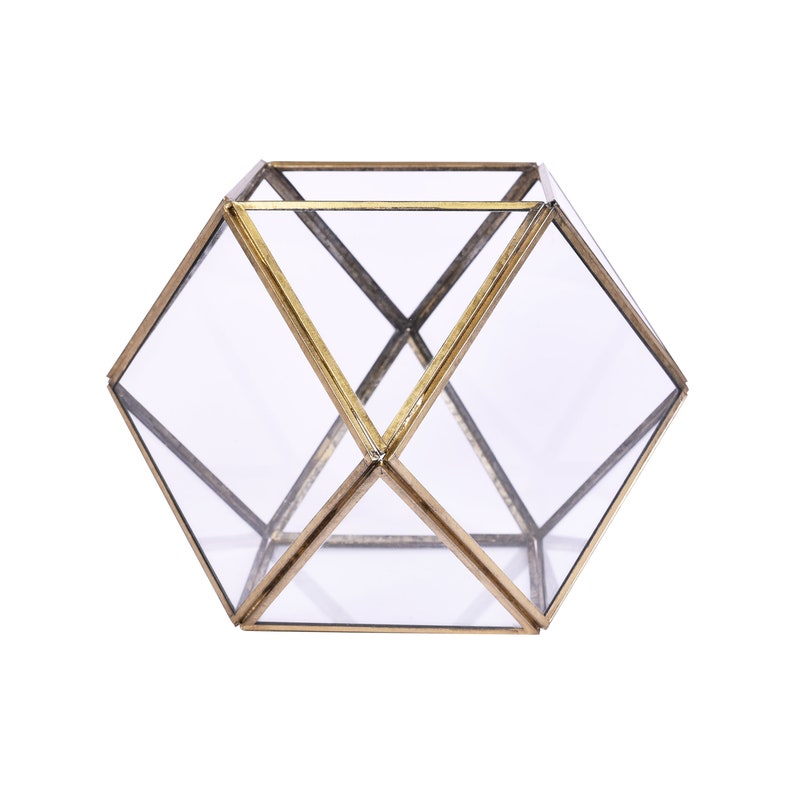 Recycled Metal Contemporary Glass Candle Holders Hexagonal Table Top Greenhouse Candle Holders for Festive and Event Decor image 5