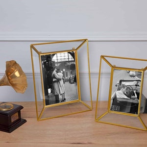 Vintage Style Photo Frames 4*6 5x7 'Piya' | Recycled Metal and Glass Photo Frames Antique Gold Finish Portrait Landscape | Wedding Gift