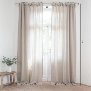 NATURAL linen draperies Tab top/Tie top /Rod pocket drapes bathroom, kitchen & bedroom draperynatural linen/cozy design/linen curtains image 2