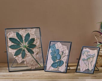 Recycled Metal & Glass Photo Frame – Rustic Silver, Floating Frame, Handmade, Vintage Wall Decor