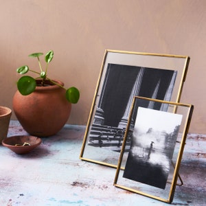 Pure Brass Photo Frame / Recycled Glass & Brass Portrait Landscape Photo Frames / Sizes - 4x6, 5x7, 8x10