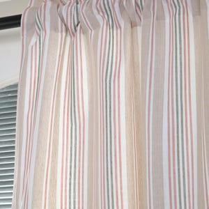 Vibrant Striped Linen Curtains,  Farmhouse Window Panels,  Rod Pocket, Back Tab, or Tie Top Styles, Linen Window Treatments