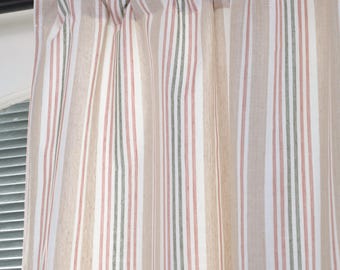 Vibrant Striped Linen Curtains,  Farmhouse Window Panels,  Rod Pocket, Back Tab, or Tie Top Styles, Linen Window Treatments
