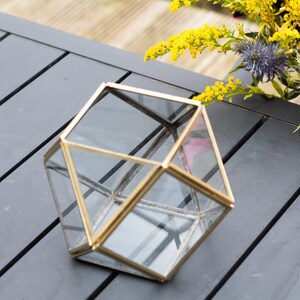 Recycled Metal Contemporary Glass Candle Holders Hexagonal Table Top Greenhouse Candle Holders for Festive and Event Decor image 2