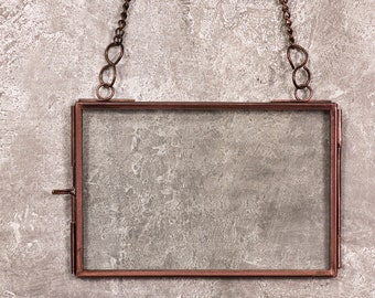 Hanging Metal Photo Frame with Metal Chain Portrait or Landscape 8x10 7x5 or 6x4  with Antique Copper Finish