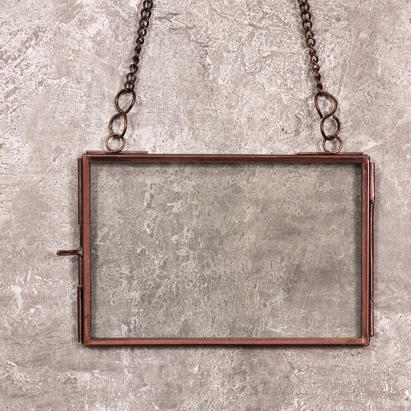 Hanging Metal Photo Frame with Metal Chain Portrait or Landscape 8x10 7x5 or 6x4  with Antique Copper Finish