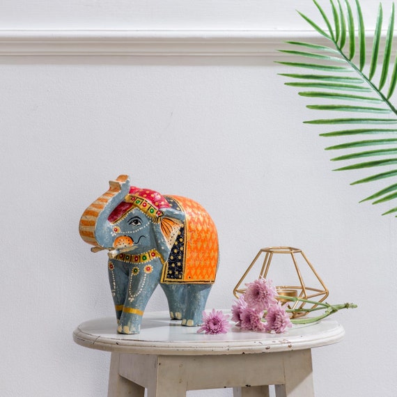 Painted Indian Elephant Figurine From Rajasthan Painted Indian Elephant Figurine From Rajasthan