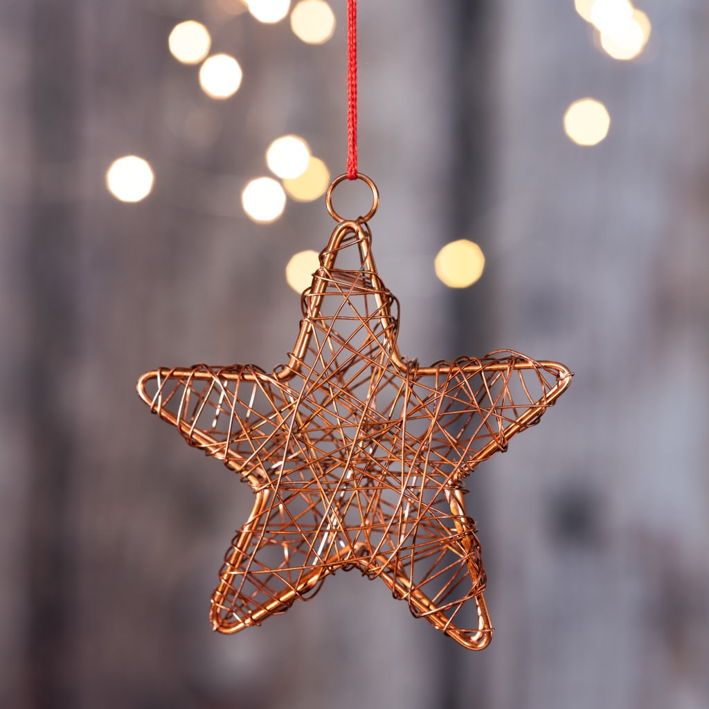 Poinsettia cuivre décoration de Noël étoile grillage étoile de l