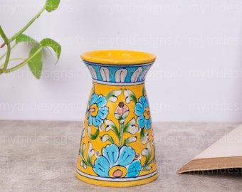 Yellow Oil Burner Handmade / Aromatherapy diffuser and tea light holder Floral Pattern / Oil Burner Gift Set / Diwali Gift