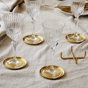 Anika Brass Gold Coasters I Elegance Brass Coaster Set I Golden Harmony Coasters I Luxe Brass Coaster I Gleaming Brass Coaster Set
