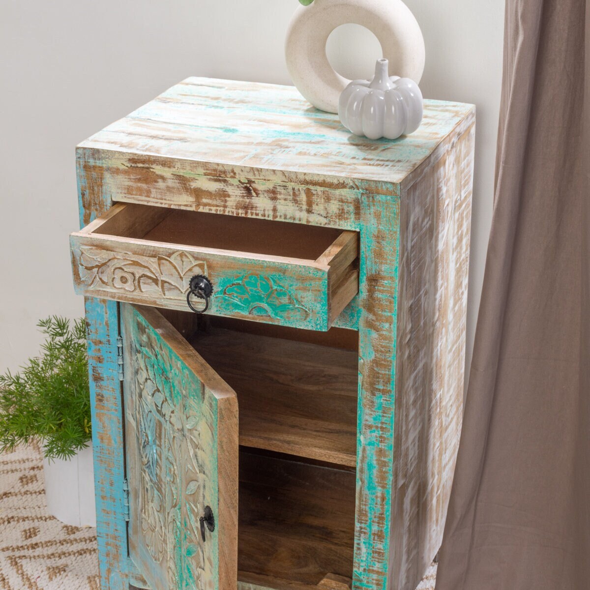 Bedside Table With Reclaimed Wood 'jastaa' | Etsy