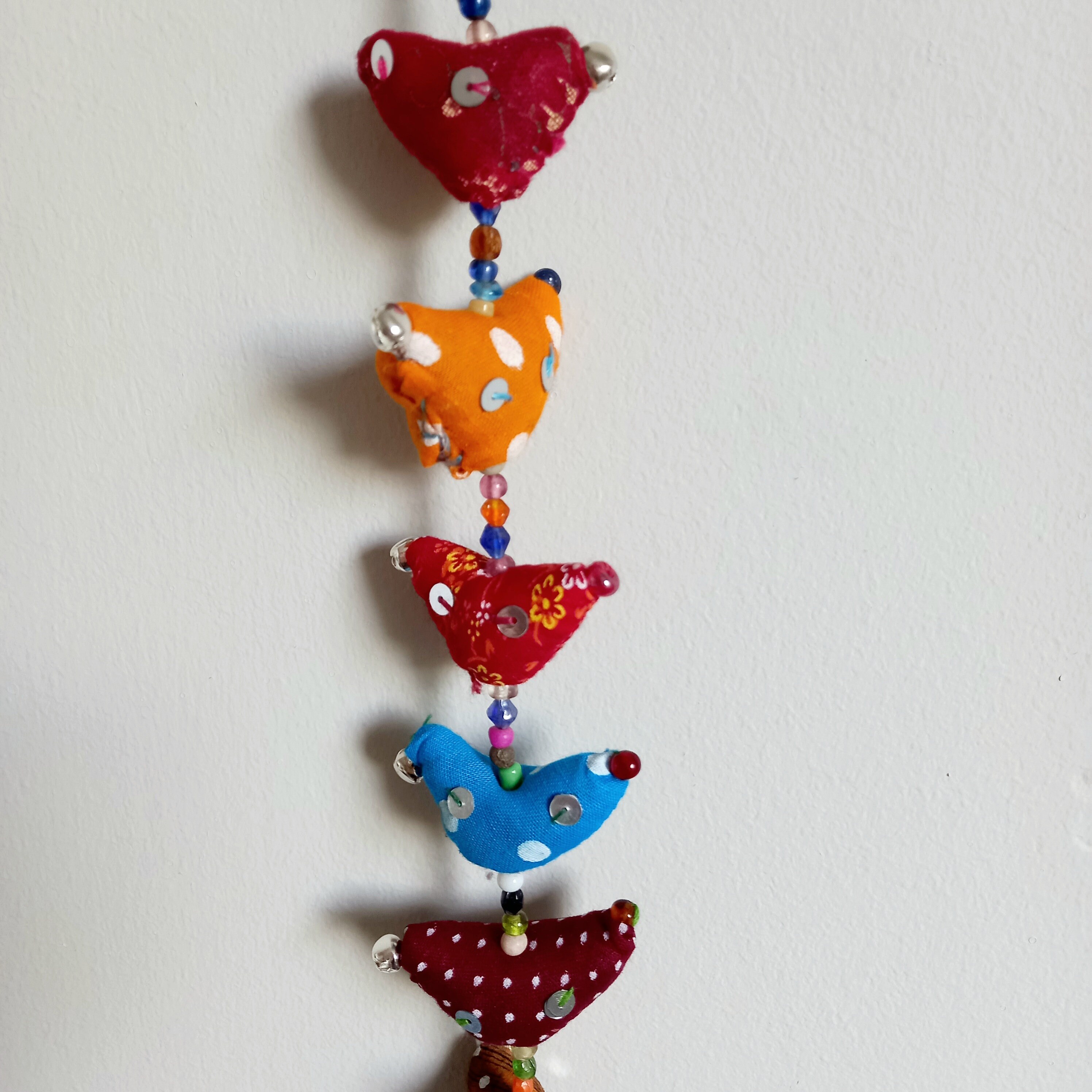 Colourful Handmade Fabric Birds on a String / Traditional Etsy UK