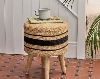EcoBlend Jute Footstool / Sustainable Jute Footstool / Eco-Friendly Jute Ottoman / Natural Fiber Footstool / EcoBlend Sustainable Ottoman