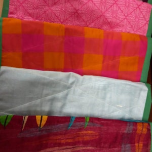 Green Edge Table Runner and Placemats Set / Reversible made with Recycled Sari Fabrics image 4