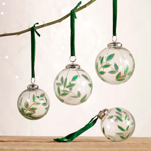 Urvi Holiday Glass Ornament I Frosted Glass Bauble I Handcrafted Glass Bauble I Festive Glass Ornament I Elegant Glass Christmas Bauble