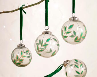 Urvi Holiday Glass Ornament I Frosted Glass Bauble I Handcrafted Glass Bauble I Festive Glass Ornament I Elegant Glass Christmas Bauble