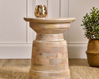 White Wash Side Table Mango Wood