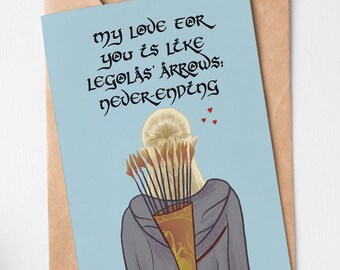 Legolas' Arrows Card | Handmade Greeting Card | Love Card | Valentines Day Card | Lord of the Rings Card | Elf Art | LOTR Card