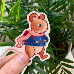 Süßer Adventure Mouse Aufkleber | Tier Sticker | Haustier Aufkleber | Wasserfester Aufkleber | Gestanzter Aufkleber | Vinyl-Aufkleber | Planner Sticker