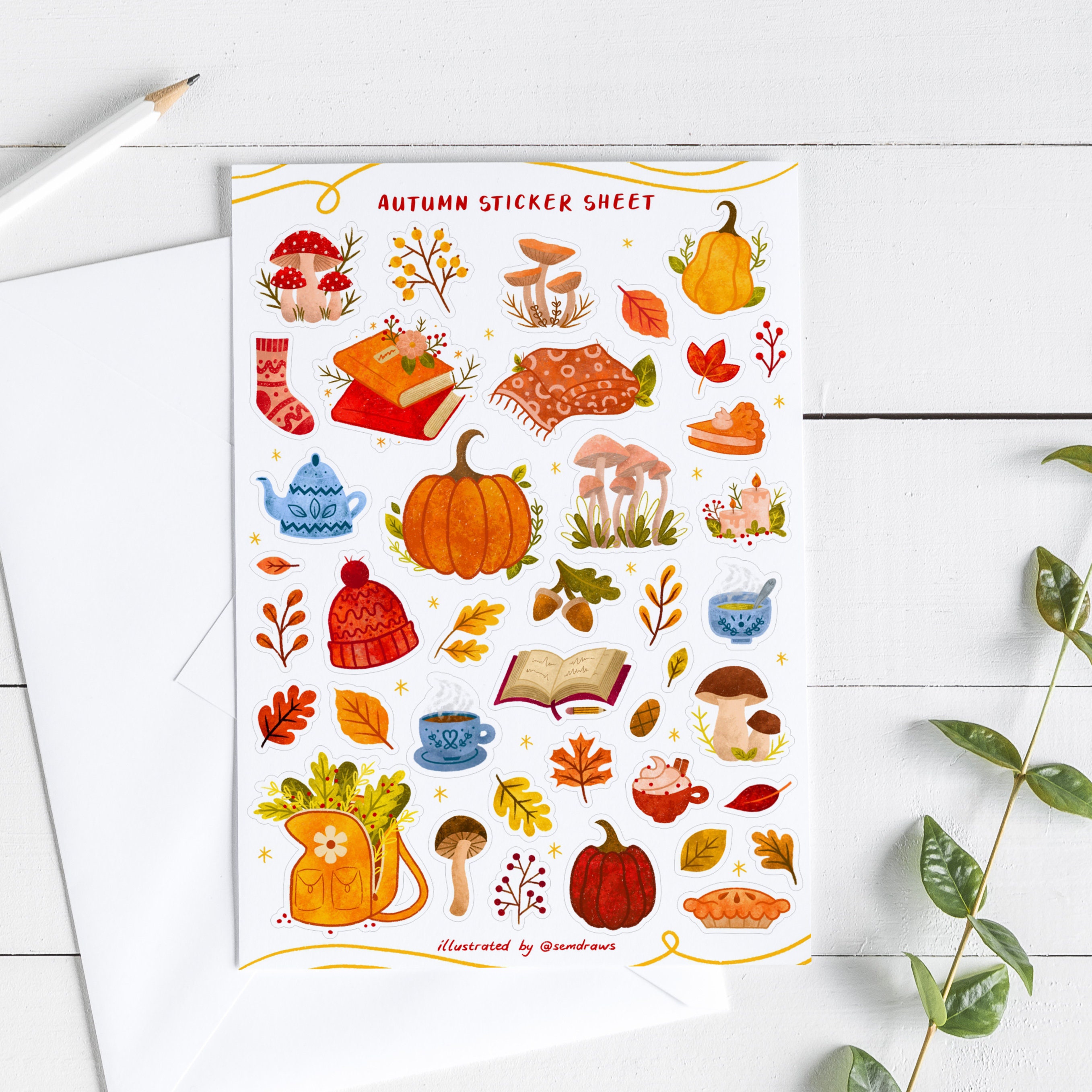 Autumn Sticker Sheet | 40 Pcs Bullet Journal Stickers | Fall Planner ...