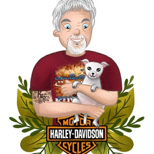 Digital Custom Pet and Owner Portrait | Cute Illustration of Pets and Human | Gift for Dog Mom | Person and Animal Drawing | Cat Person Gift