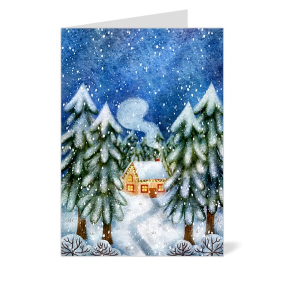 Weihnachtskarte Mit Verschneiter Gebirgslandschaft | Ap1463-017-018swl