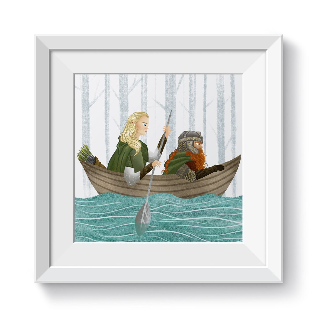 Legolas & Gimli Lord of the Rings Art Print Lothlorien LOTR Wall Art