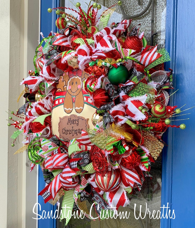 Christmas Gingerbread Cookie Jar Mesh Wreath Holiday Decor Mesh Christmas Gingerbread Cookie Christmas Christmas Cookie Holiday Wreath
