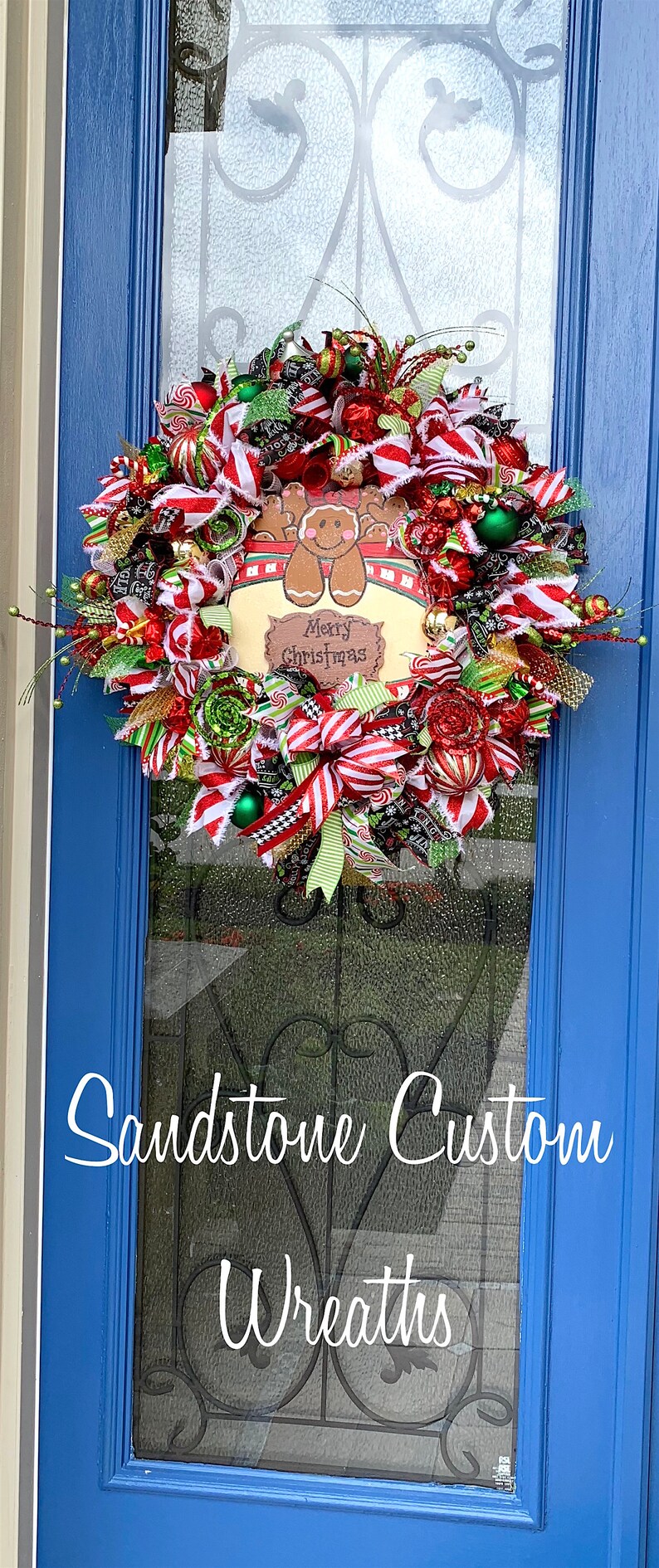 Christmas Gingerbread Cookie Jar Mesh Wreath Holiday Decor Mesh Christmas Gingerbread Cookie Christmas Christmas Cookie Holiday Wreath
