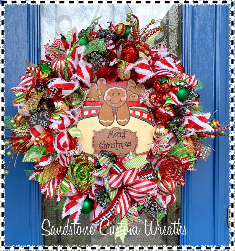Christmas Gingerbread Cookie Jar Mesh Wreath Holiday Decor Mesh Christmas Gingerbread Cookie Christmas Christmas Cookie Holiday Wreath