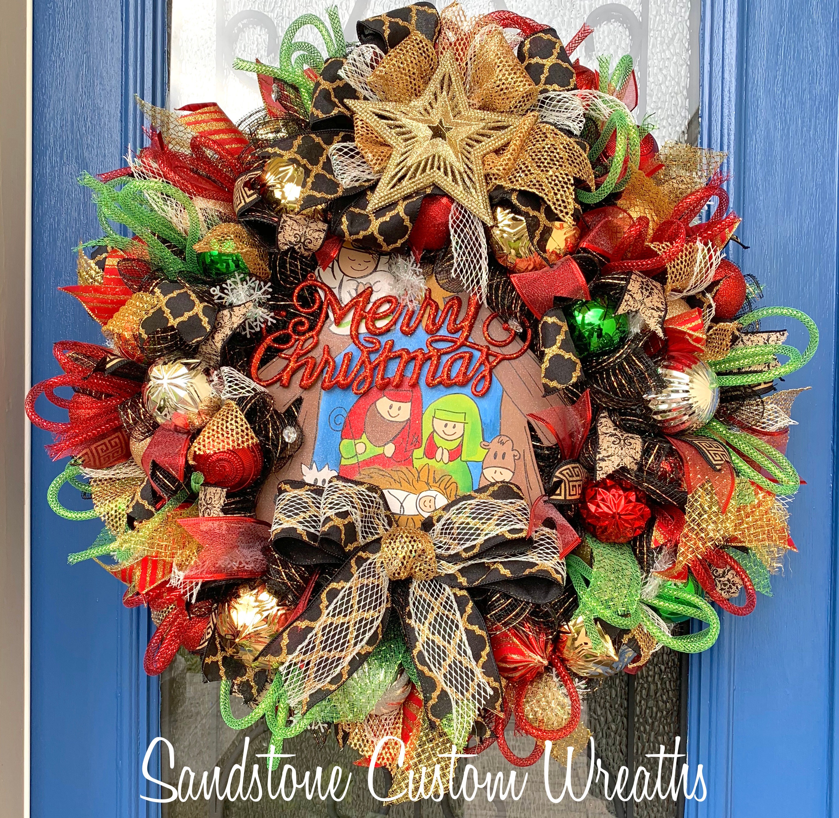 Christmas Wreath Nativity wreath Nativity Manger Christmas Etsy