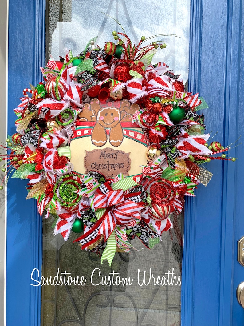 Christmas Gingerbread Cookie Jar Mesh Wreath Holiday Decor Mesh Christmas Gingerbread Cookie Christmas Christmas Cookie Holiday Wreath