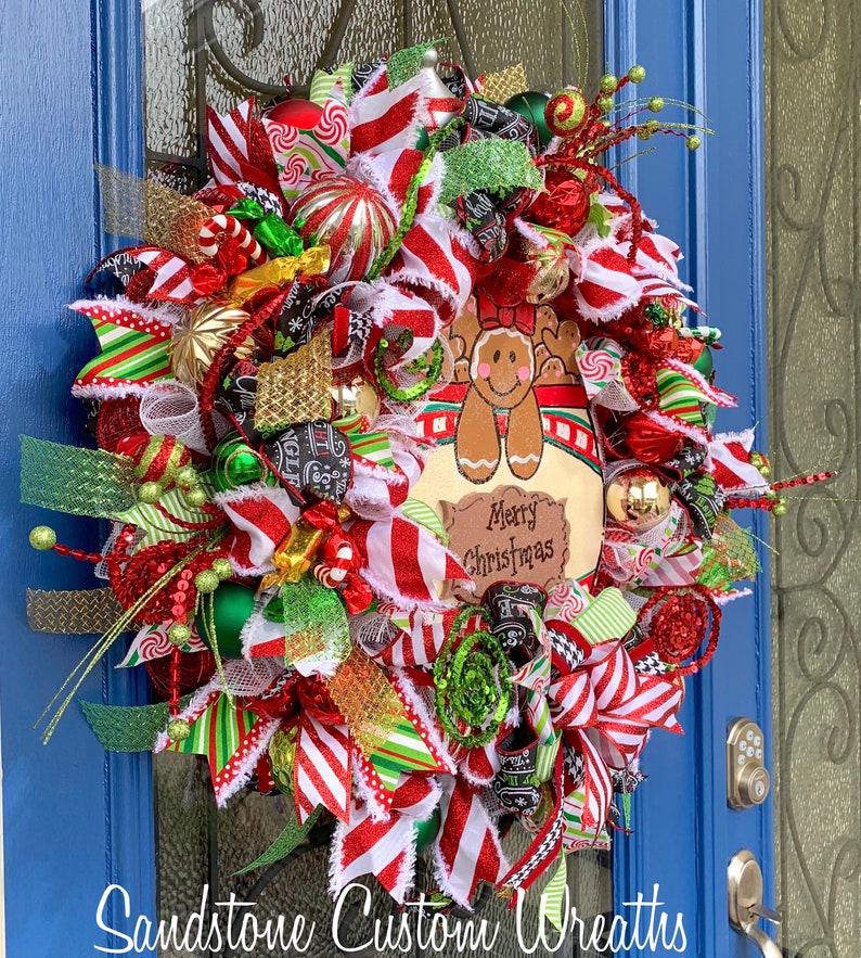 Christmas Gingerbread Cookie Jar Mesh Wreath Holiday Decor Mesh Christmas Gingerbread Cookie Christmas Christmas Cookie Holiday Wreath