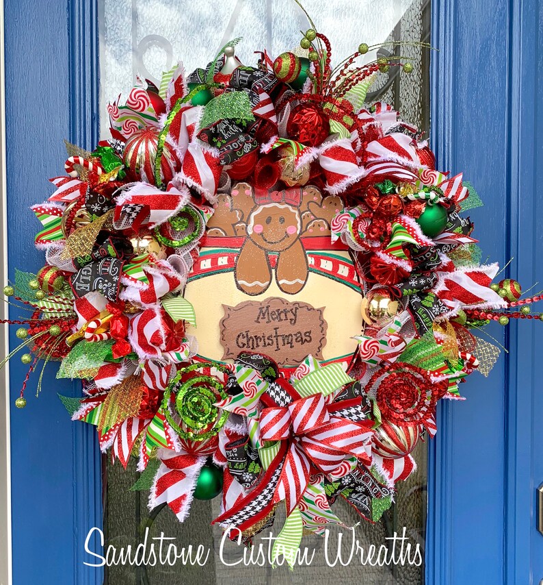 Christmas Gingerbread Cookie Jar Mesh Wreath Holiday Decor Mesh Christmas Gingerbread Cookie Christmas Christmas Cookie Holiday Wreath