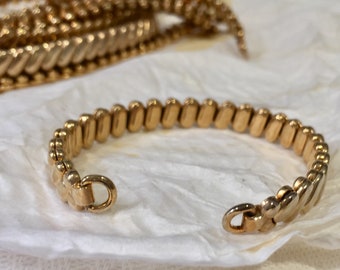 Vintage Watch Bands, 12 Yellow Gold Plated Ladies Expandable Watch Bands, Vintage Bracelets, Steampunk / Craft Supplies, Altered Art