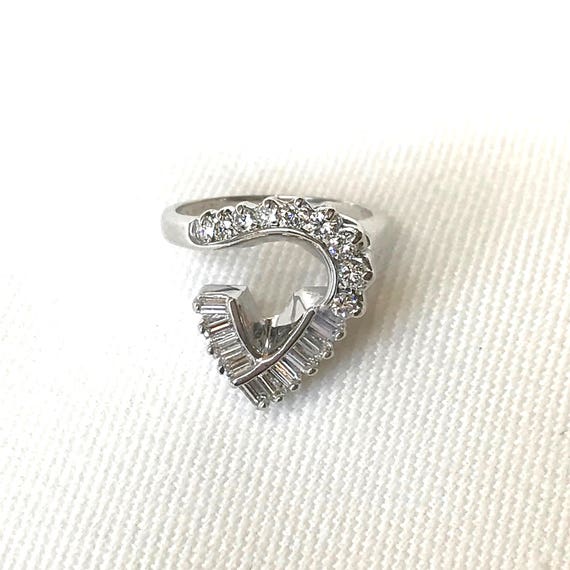 Vintage Diamond Engagement Ring Enhancer, Baguett… - image 2