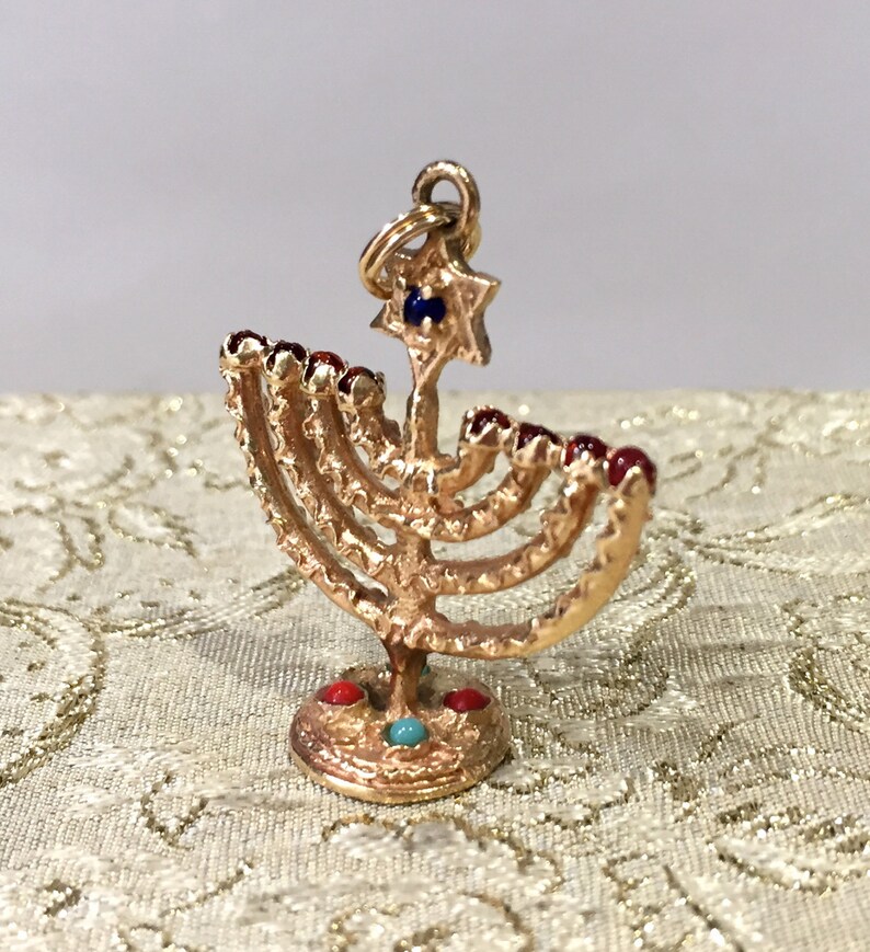 Menorah Vintage Pendant Necklace 14K Yellow Gold Menorah With Etsy