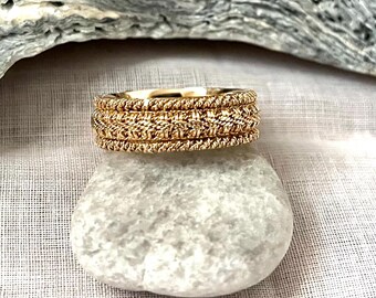Vintage Woven Mesh Wedding Band ~ 14K Yellow Gold 7mm Band ~ Men's/Ladies Circa 1980's ~ Fine Gold Jewelry ~ Bridal Jewelry ~ Size 8 1/2