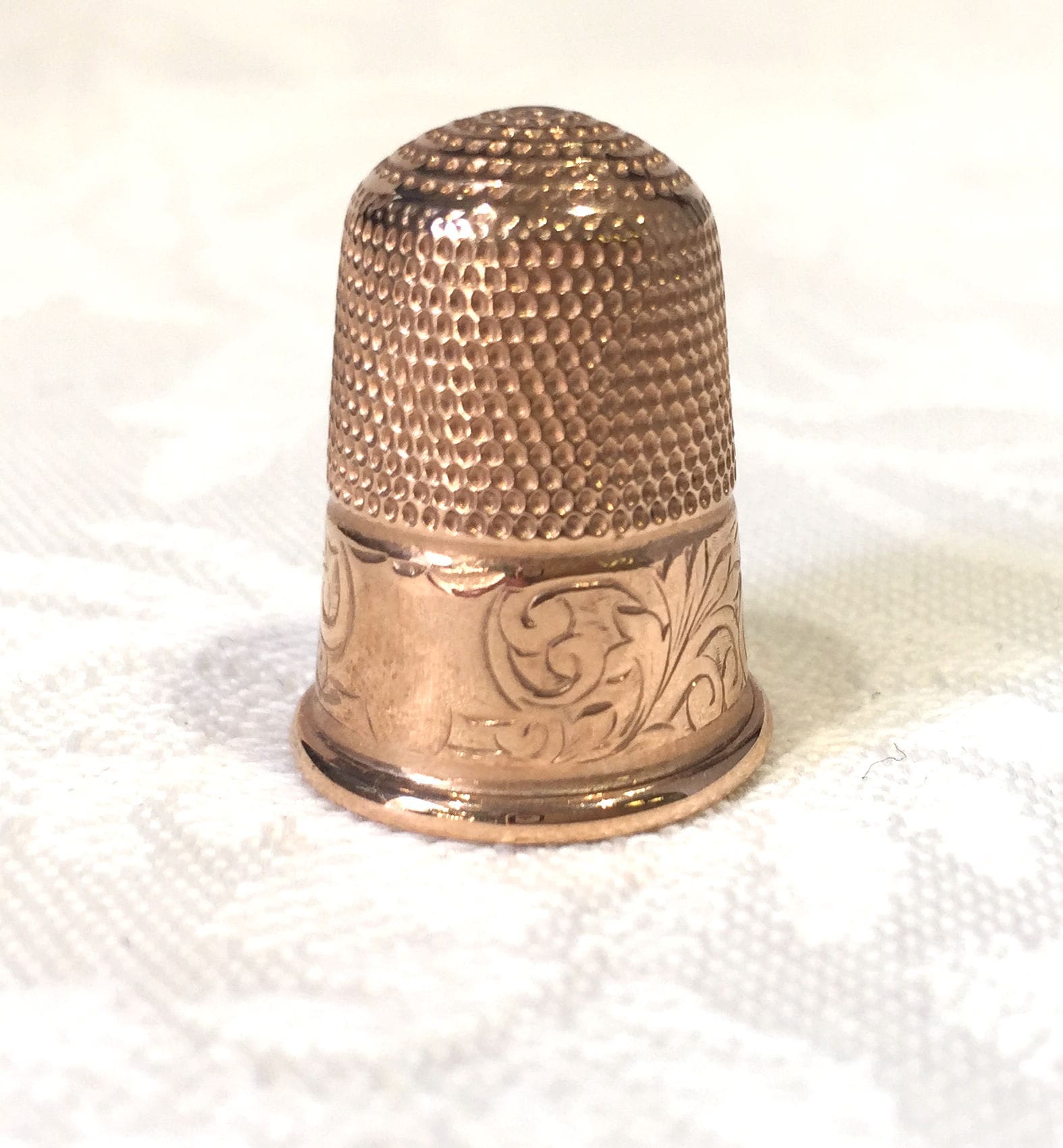 Vintage Thimble, Collectable Sewing Thimble, 9K Rose Gold Thimble Size 9,  European Made Antique Thimble 