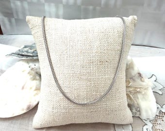 14K White Gold Square Wheat Chain ~ Circa 1980's ~ Made In Italy 20"