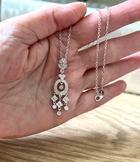 Vintage Inspired Diamond Chandelier Necklace ~ 18K