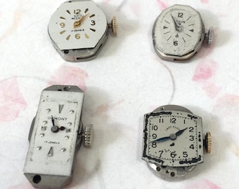 Vintage Watch Movements & Dials: Steampunk Jewelry Parts (1940s-50s)